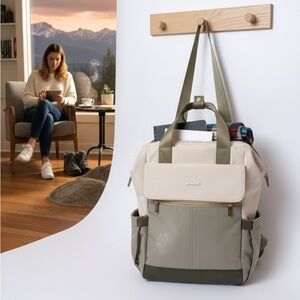 Chic Beige and Olive Backpack for Women